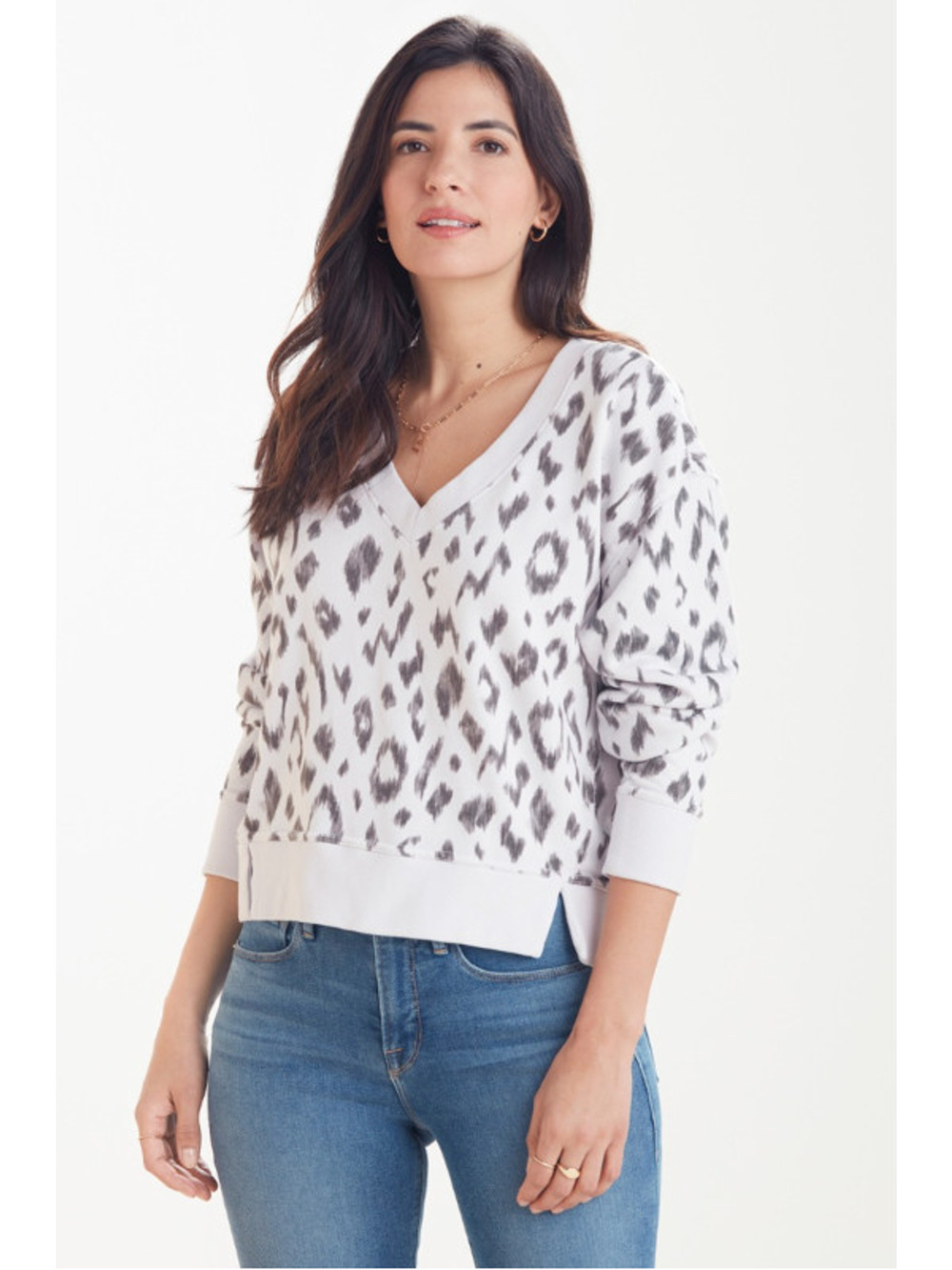 MICHAEL STARS NWT Evereve Camila Ikat V-Neck Sweatshirt // S